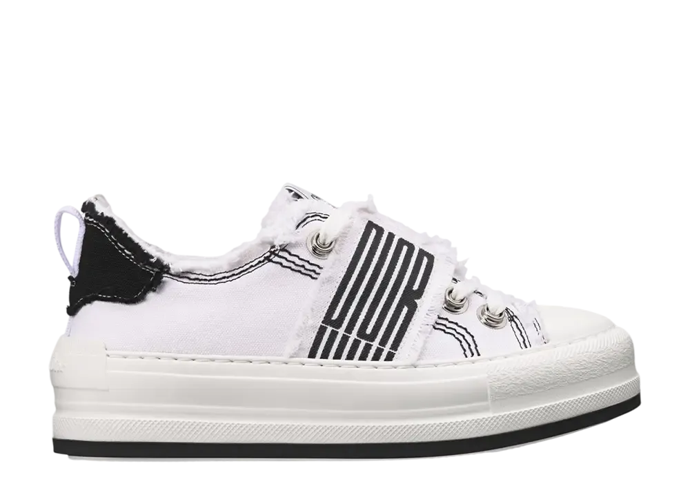 Dior Women's Walk'n'Dior Platform Sneaker Dior Graphique Fringe Cotton Canvas "White/Black"