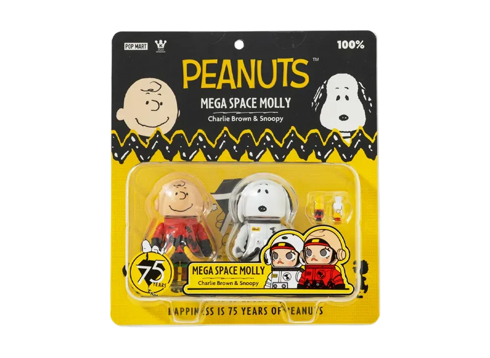 POP MART "MEGA COLLECTIONS" MEGA SPACE MOLLY 100% Charlie Brown & Snoopy