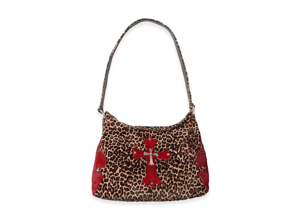 Chrome Hearts Leopard Print Cross Patch Bag "Red"