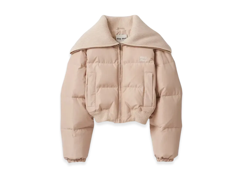 MIU MIU Women's Cropped Technical Fabric Down Jacket "Opal"