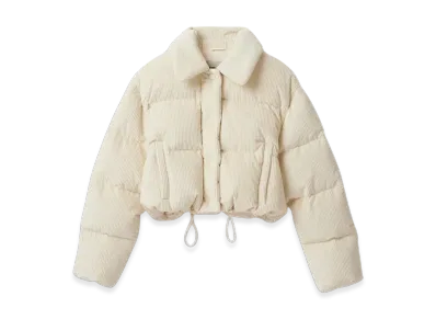MIU MIU Women's Cropped Nylon Down Jacket "Vanilla"