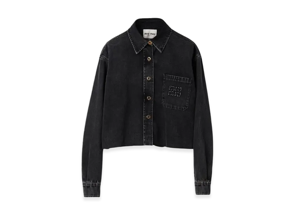 MIU MIU Women's Denim Blouson Jacket "Black"