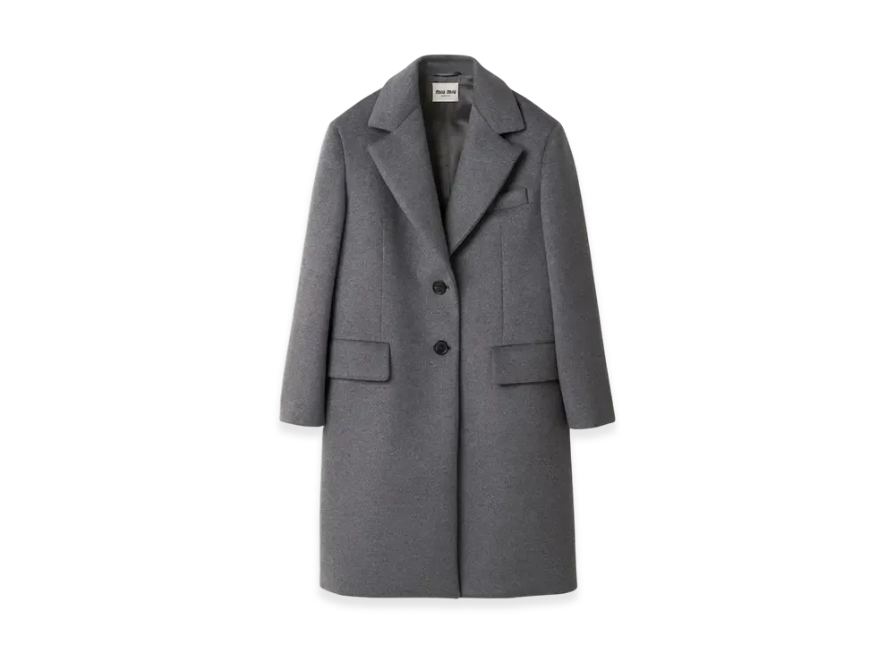 MIU MIU Women's Single Breasted Velour Coat "Grey"