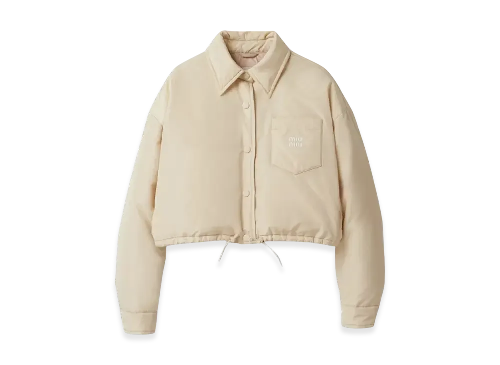 MIU MIU Women's Cropped Technical Fabric Down Jacket "Vanilla"