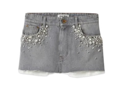 MIU MIU Women's Denim Miniskirt "Grey"