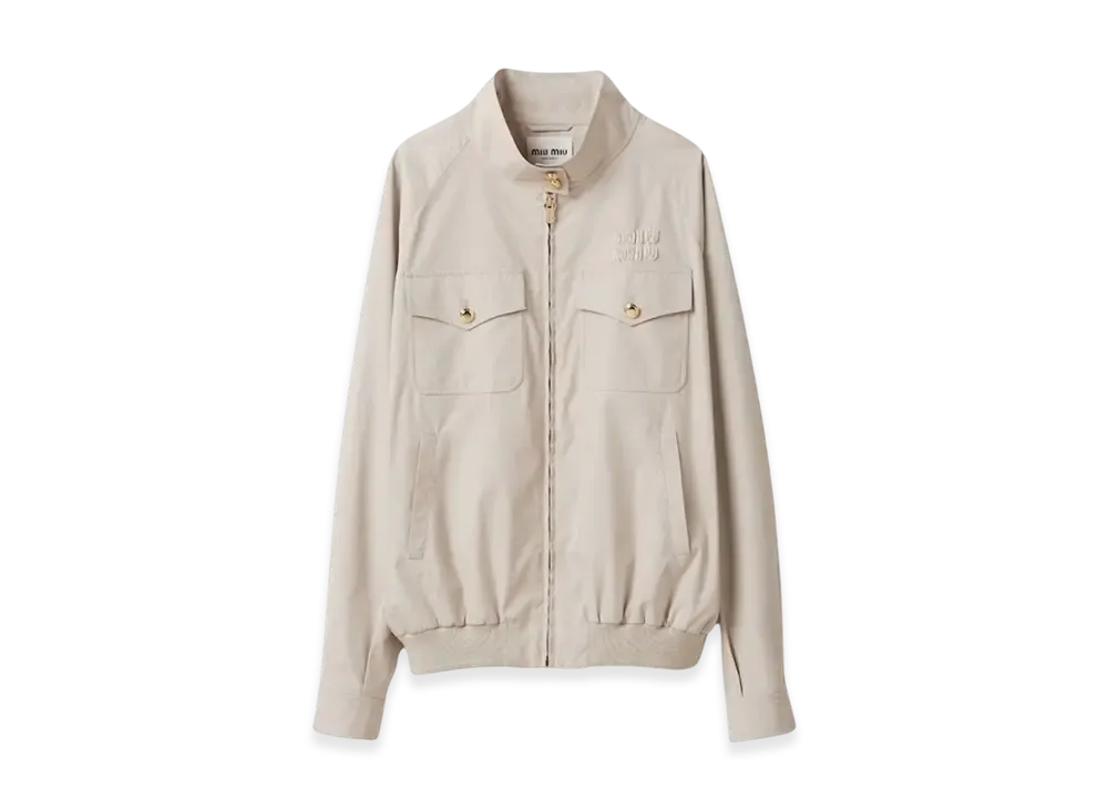 MIU MIU Women's Panama Cotton Blouson Jacket "Limestone"