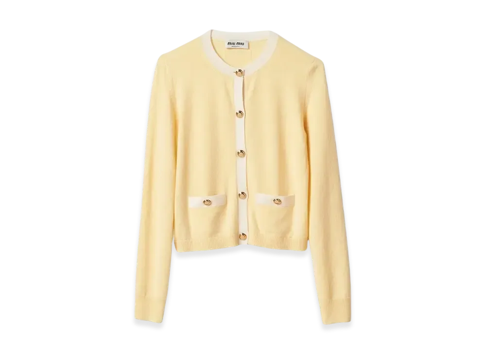 MIU MIU Women's Cashmere Knit Cardigan "Cream/White"