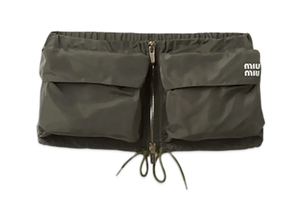 MIU MIU Women's Technical Fabric Miniskirt "Forest Green"
