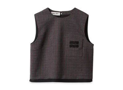 MIU MIU Women's Gingham Check Top "Garnet"