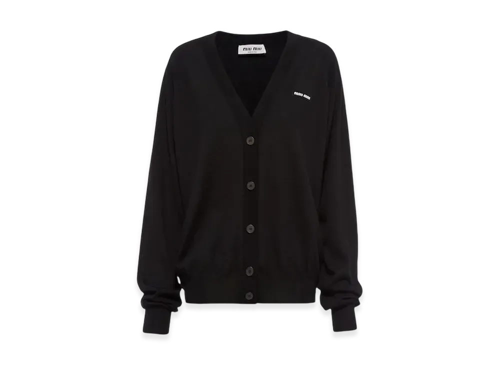 MIU MIU Women's Cashmere and Silk Cardigan "Black"