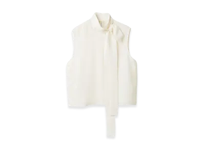 MIU MIU Women's Crepe De Chine Jacquard Top "White"