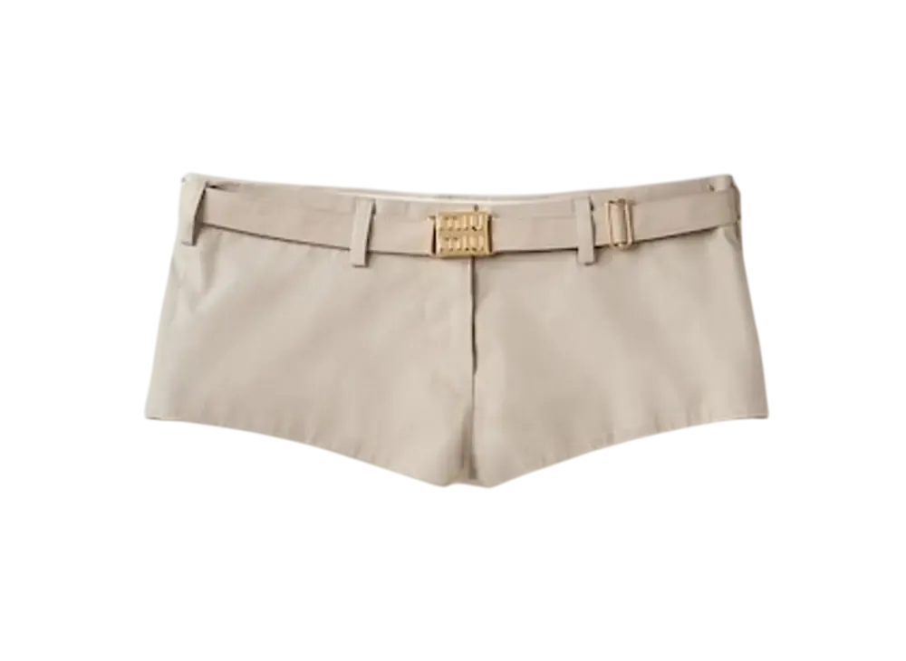 MIU MIU Women's Panama Cotton Shorts "Limestone"