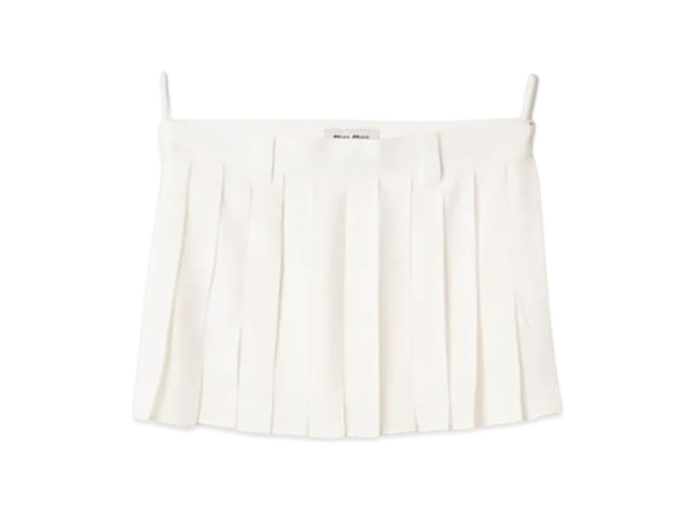 MIU MIU Women's Crepe Di Chine Miniskirt with Logo "White"