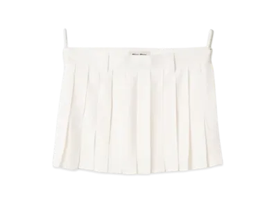 MIU MIU Women's Crepe Di Chine Miniskirt with Logo "White"