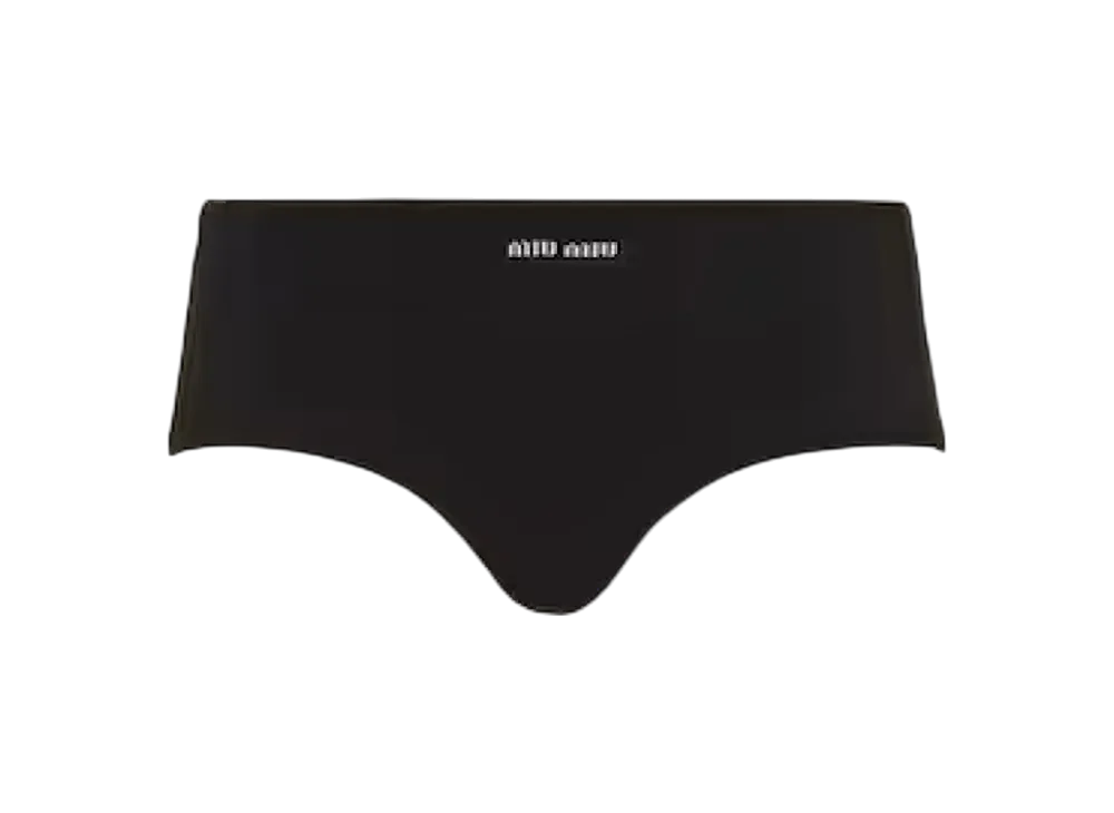 MIU MIU Women's Jersey Panty with Logo "Black"