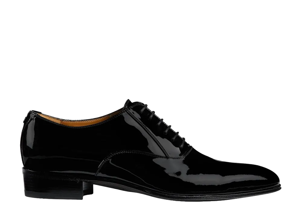 GUCCI Lace-Up Shoes with Double G "Black Patent Leather"