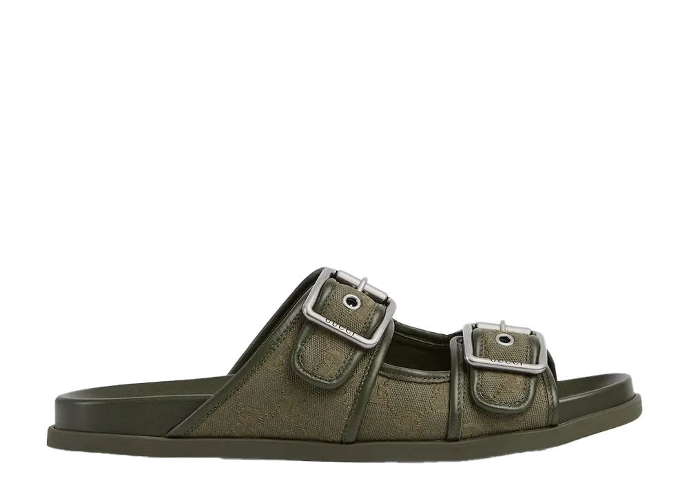 グッチ スライドサンダル バックル付き "ダークグリーン"