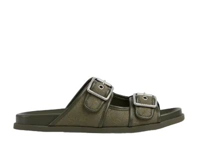 GUCCI Slide Sandal with Buckles "Dark Green"