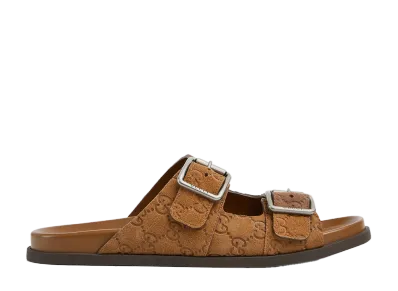 GUCCI Slide Sandal with Buckles "Camel"