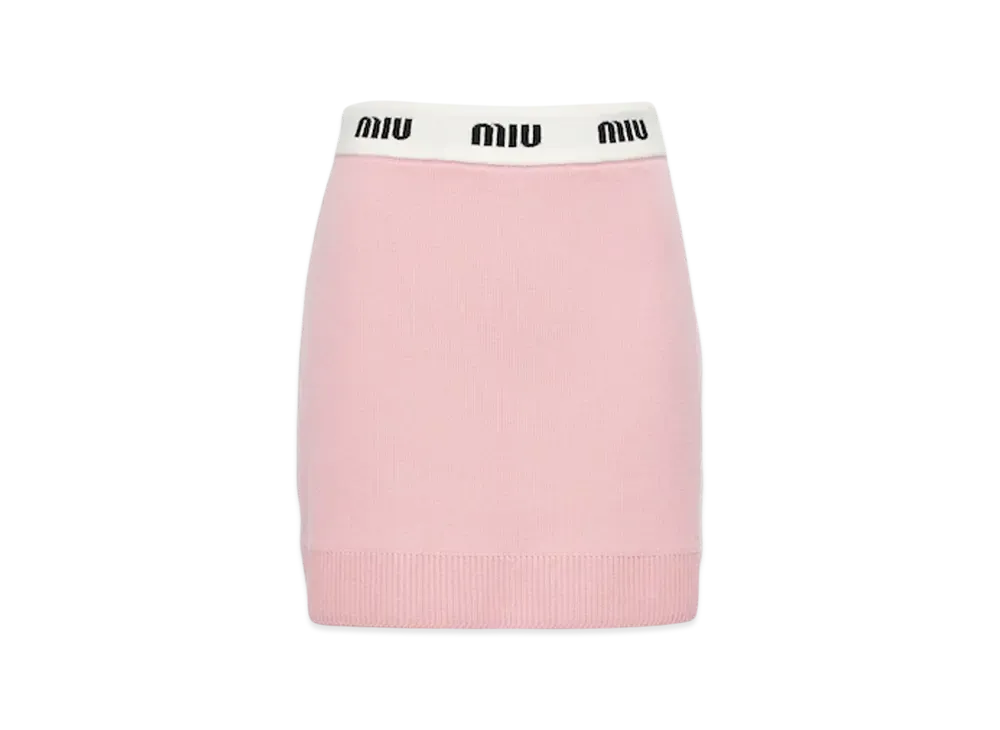 MIU MIU Women's Cashmere Skirt "White/Alabaster Pink"