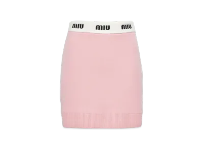 MIU MIU Women's Cashmere Skirt "White/Alabaster Pink"