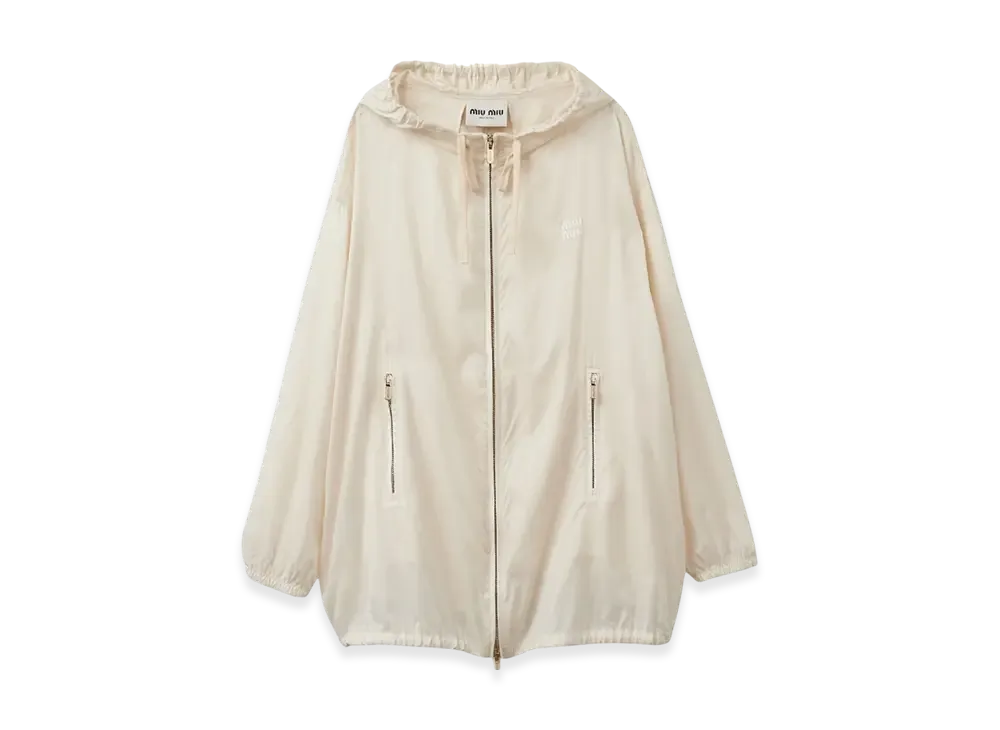 MIU MIU Women's Technical Silk Blouson Jacket "Ivory"