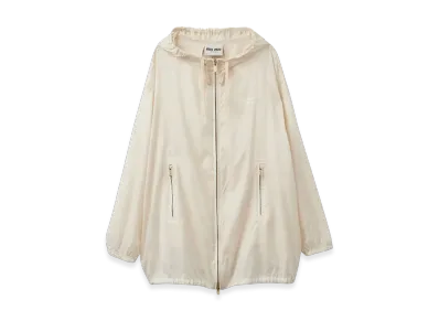 MIU MIU Women's Technical Silk Blouson Jacket "Ivory"
