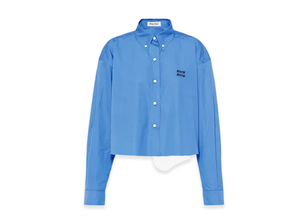 MIU MIU Women's Cropped Poplin Shirt "Periwinkle Blue"