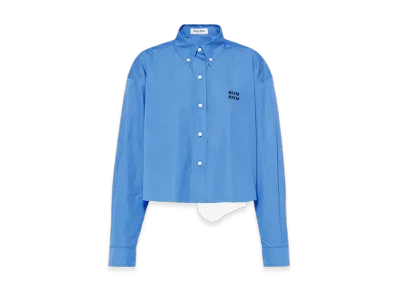 MIU MIU Women's Cropped Poplin Shirt "Periwinkle Blue"