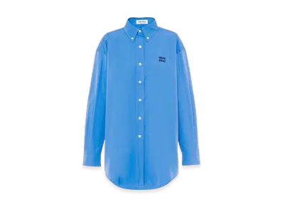 MIU MIU Women's Oversized Poplin Shirt "Periwinkle Blue"