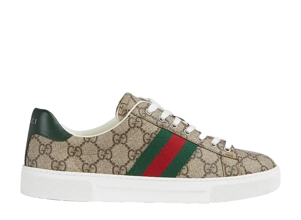 グッチ ウィメンズ エース ウェブ ストライプ スニーカー "ベージュ/エボニー"