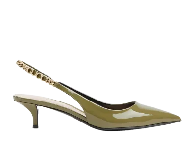 GUCCI Women's Signoria Slingback Pump "Dark Green Leather"