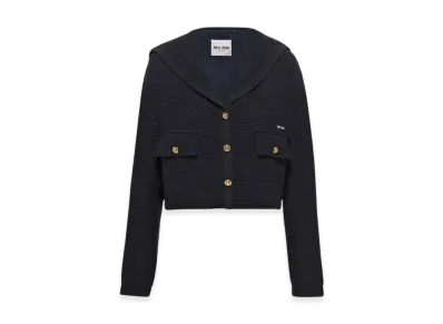 MIU MIU Women's Single Breasted Tweed Jacket "Navy"