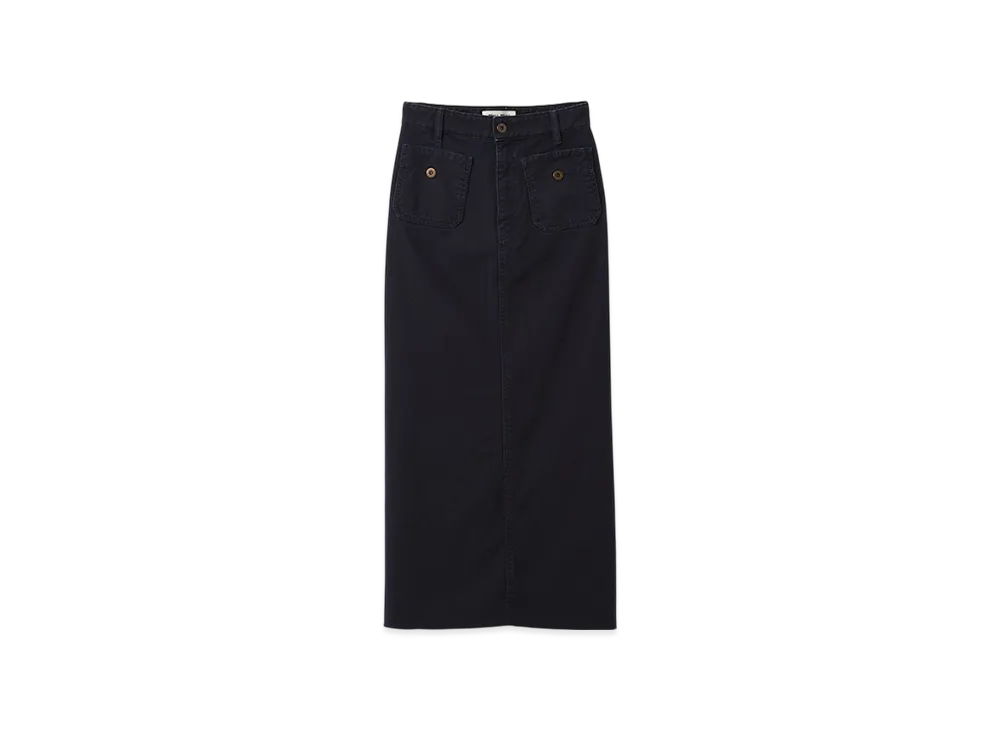 MIU MIU Women's Garment Dyed Drill Midi Skirt "Navy"
