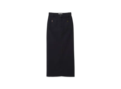 MIU MIU Women's Garment Dyed Drill Midi Skirt "Navy"