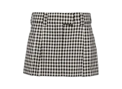 MIU MIU Women's Gingham Check Skirt "White/Black"
