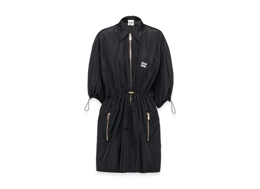 MIU MIU Women's Technical Silk Mini Dress "Navy"