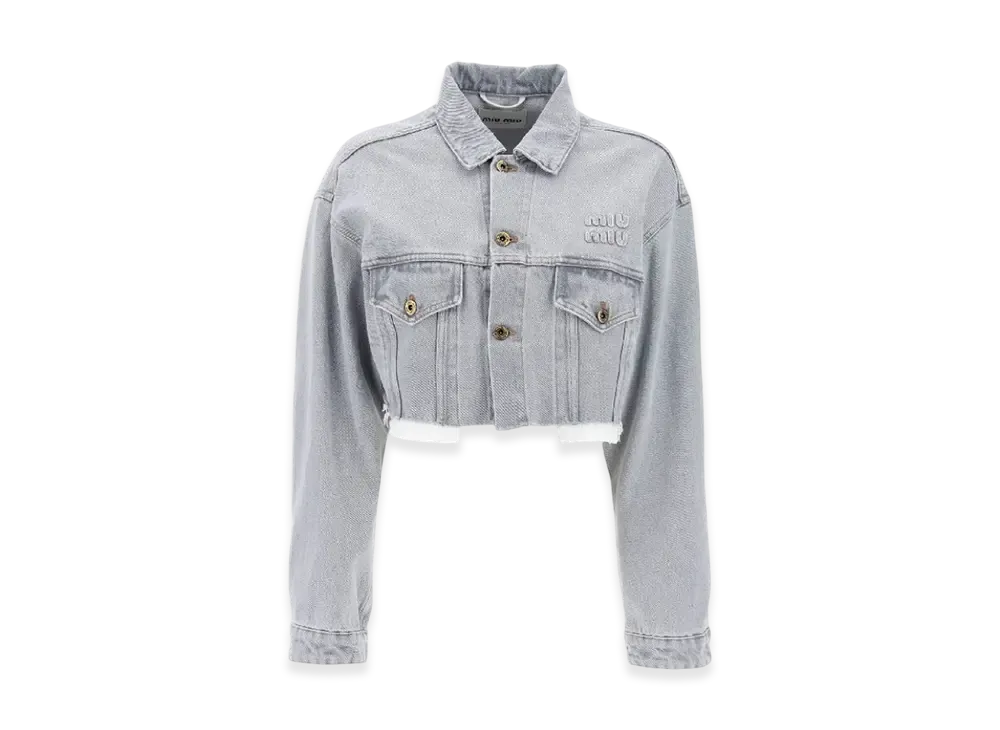 MIU MIU Women's Denim Blouson Jacket "Grey"