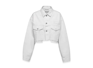 MIU MIU Women's Denim Blouson Jacket "White"