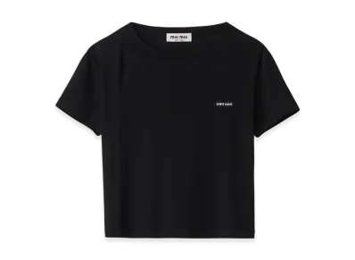 MIU MIU Women's Ribbed Jersey T-Shirt "Black"