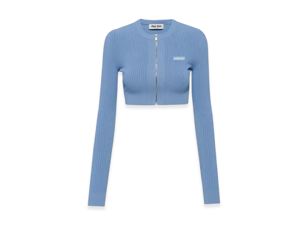 MIU MIU Women's Viscose Cardigan "Light Blue"