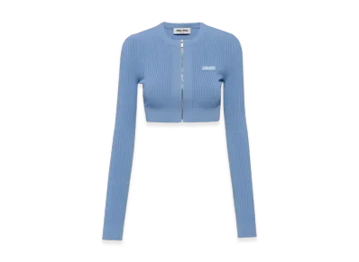 MIU MIU Women's Viscose Cardigan "Light Blue"