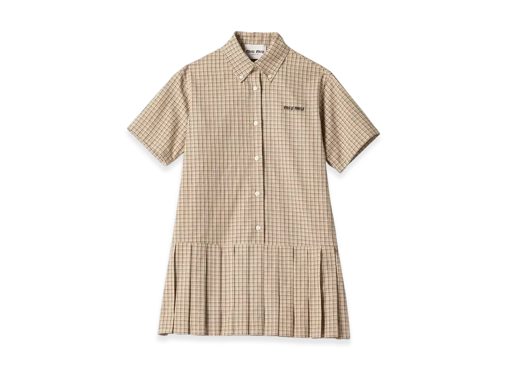 MIU MIU Women's Pleated Check Dress "Cord"