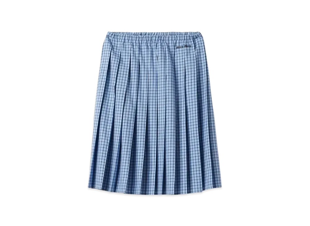 MIU MIU Women's Checked Skirt "Celeste/Blue"