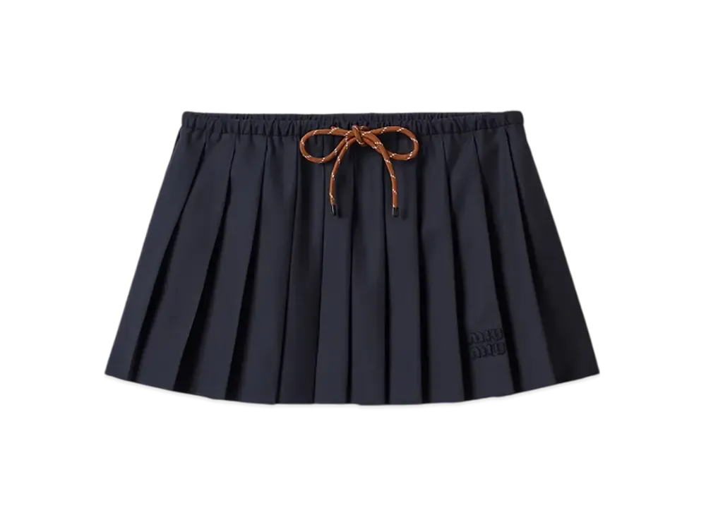 MIU MIU Women's Pleated Batavia Skirt "Navy"