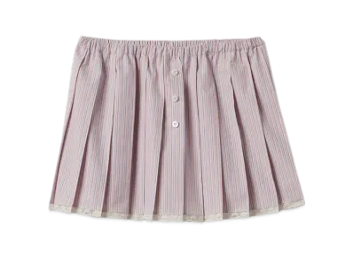 MIU MIU Women's Cotton Miniskirt "Coral/White"