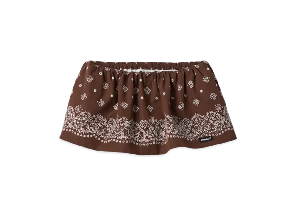 MIU MIU Women's Printed Poplin Mini Skirt "Cocoa Brown"