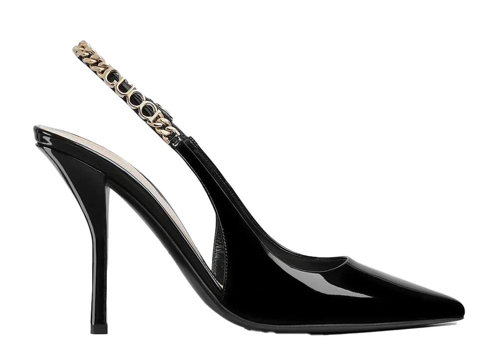 グッチ ウィメンズ シニョリーア スリングバック パンプス "ブラックパテントレザー"