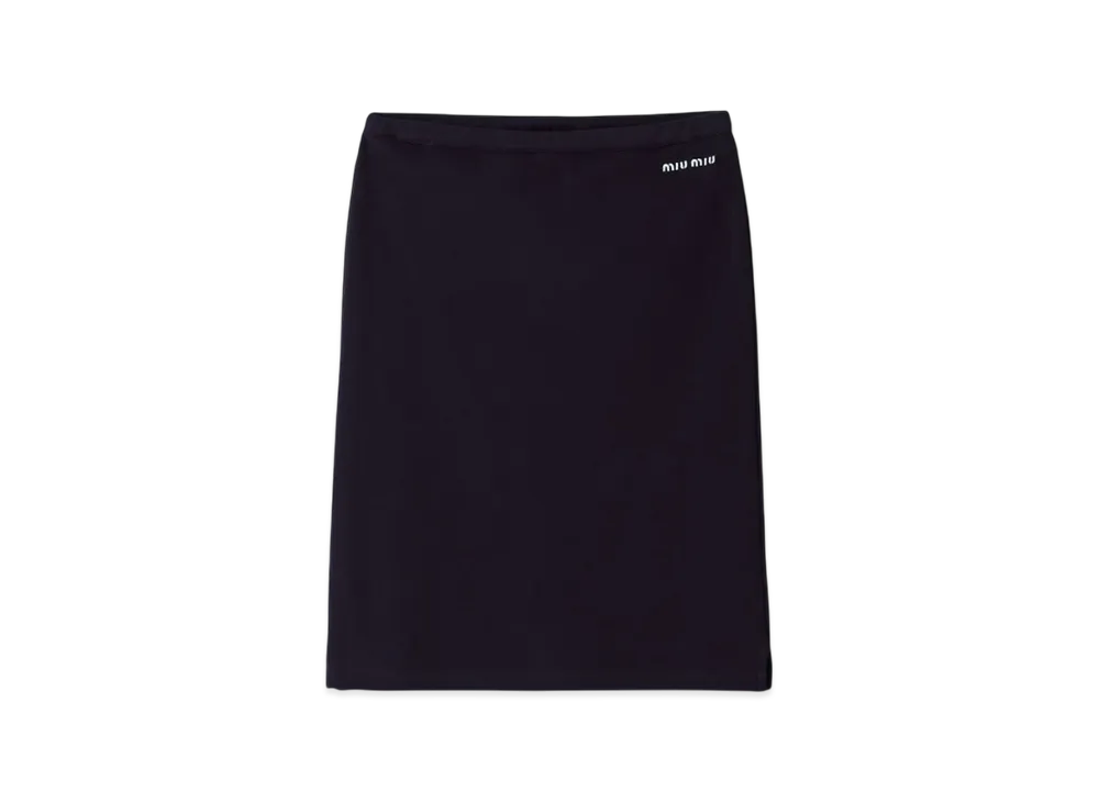 MIU MIU Women's Cotton Pique Skirt "Navy"