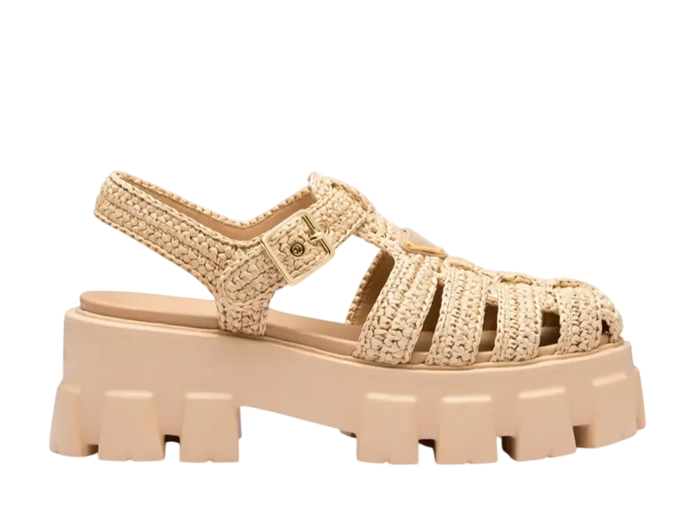 PRADA Women's Monolith Crochet Cage Sandals 